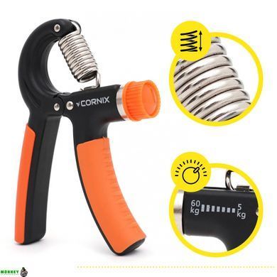 Эспандер кистевой Cornix 5-60 кг с регулируемой нагрузкой XR-0144 Black/Orange