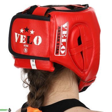 Шолом боксерський професійний шкіряний AIBA VELO 3080 XL червоний