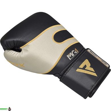 Боксерские перчатки RDX Leather Black White 16 ун.