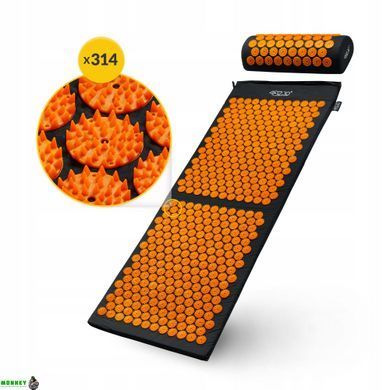 Коврик акупунктурный с валиком 4FIZJO Аппликатор Кузнецова 128 x 48 см 4FJ0049 Black/Orange