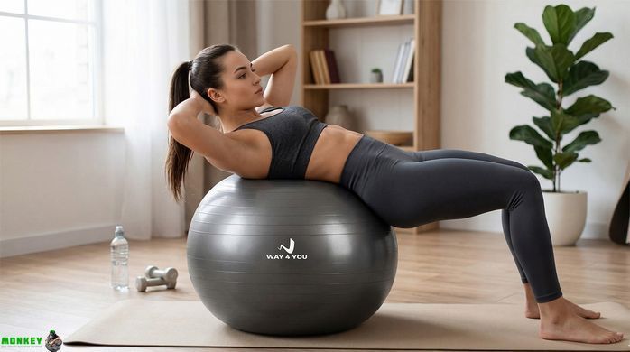 Мяч для Фитнеса (Фитбол) 75см Way4you Серый+Насос