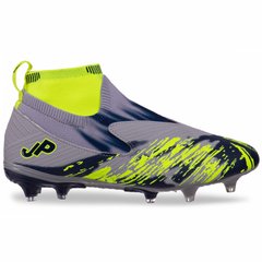 Бутсы футбольная обувь подростковая с носком OWAXX JP04-A-1 SILVER/LIME/NAVY размер 37-41 (верх-PU, подошва-RB, серый-салатовый-темно-синий)