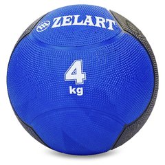 М'яч медичний медбол Zelart Medicine Ball FI-5121-4 4кг синій-чорний