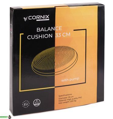 Балансировочная подушка-диск Cornix 33 см (сенсомоторная) массажная XR-0052 Black