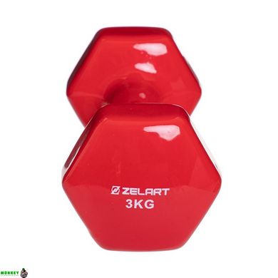Гантель для фитнеса с виниловым покрытием Zelart TA-2777-3 1шт 3кг цвета в ассортименте