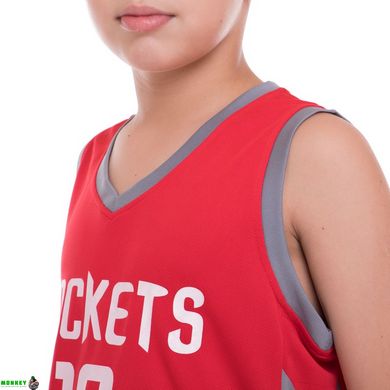 Форма баскетбольна підліткова NB-Sport NBA ROCKETS 13 BA-0966 M-2XL червоний-сірий