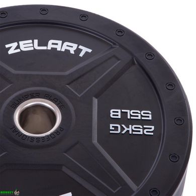 Диски (блини) бамперні для кросфіту Zelart Bumper Plates TA-2258-25 51мм 25кг чорний