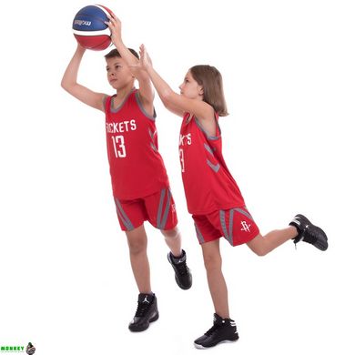 Форма баскетбольная подростковая NB-Sport NBA ROCKETS 13 BA-0966 M-2XL красный-серый