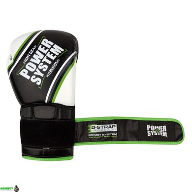 Боксерские перчатки PowerSystem PS 5006 Contender Black/Green Line 10 унций