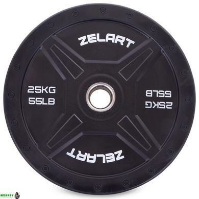 Диски (блини) бамперні для кросфіту Zelart Bumper Plates TA-2258-25 51мм 25кг чорний