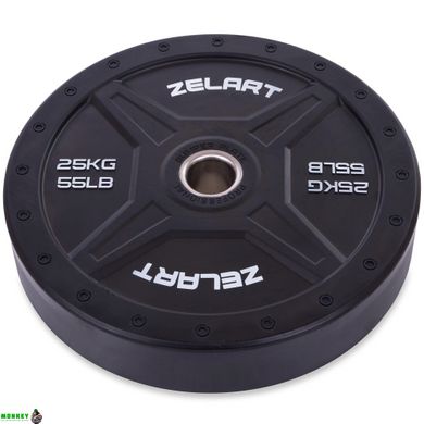 Блины (диски) бамперные для кроссфита Zelart Bumper Plates TA-2258-25 51мм 25кг черный