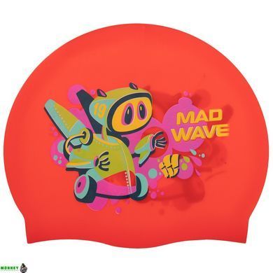 Шапочка для плавания детская MadWave Junior MAD BOT M057915 Красный
