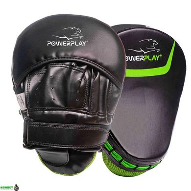 Лапы боксерские PowerPlay 3041 черно-зеленые PU [пара]