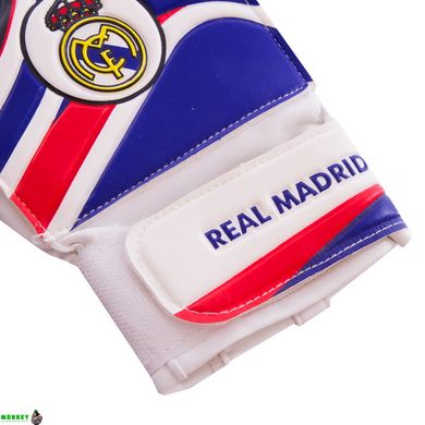 Перчатки вратарские детские REAL MADRID BALLONSTAR FB-0029-07 размер 5-7 синий-красный-черный