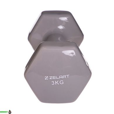 Гантель для фитнеса с виниловым покрытием Zelart TA-2777-3 1шт 3кг цвета в ассортименте