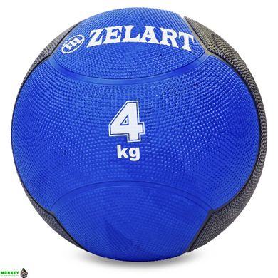 М'яч медичний медбол Zelart Medicine Ball FI-5121-4 4кг синій-чорний