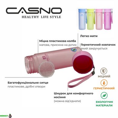 Пляшка для води CASNO 600 мл MX-5014 More Love Рожева