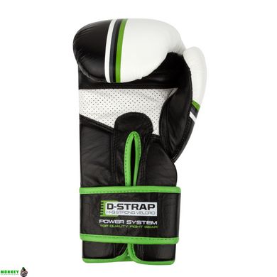 Боксерские перчатки PowerSystem PS 5006 Contender Black/Green Line 10 унций