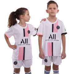 Форма футбольна дитяча PARIS гостьова 2022 SP-Planeta CO-3743 (р-р 22-28,8-14років, 120-155см, білий-чорний-рожевий)