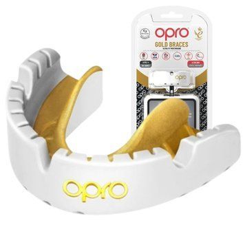 Капа OPRO Gold Braces под брекеты взрослая (возраст 11+) White/Gold (art.102506004)