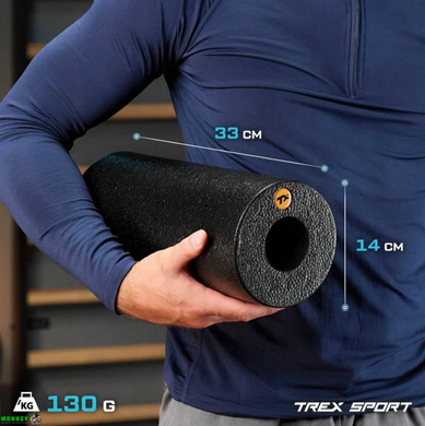Роллер массажер гладкий Trex Sport TX-033EPR EPP 33см черный