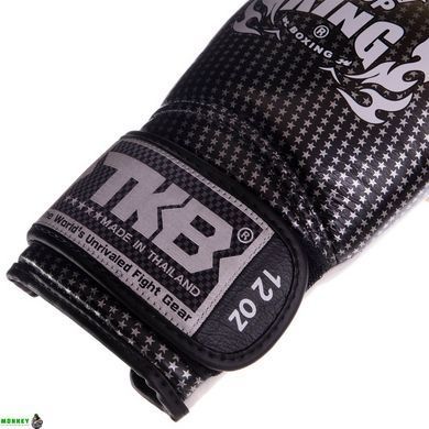 Рукавички шкіряні боксерські TOP KING Super Star TKBGSS-01 Чорний-синій 18 унції