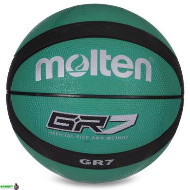 Мяч баскетбольный резиновый №7 MOLTEN BGR7-GK-SH GR7 (резина, бутил, зеленый-черный)
