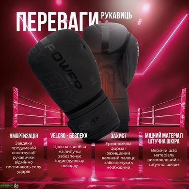 Боксерські рукавиці PowerPlay 3024 Ultra Mat Чорні 16 унцій