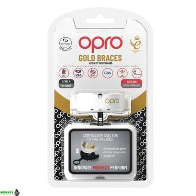 Капа OPRO Gold Braces под брекеты взрослая (возраст 11+) White/Gold (art.102506004)