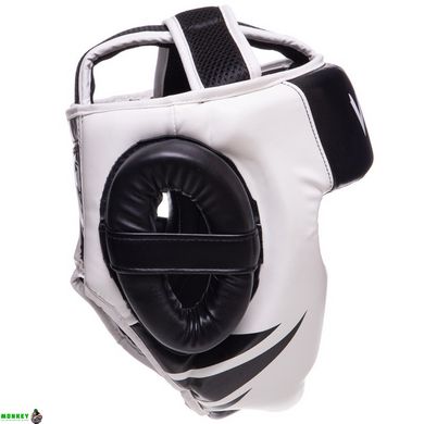 Шлем боксерский с полной защитой кожаный VENUM CHALLENGER VN0771 размер универсальный (one size) черный-белый