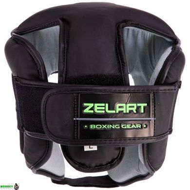 Шлем боксерский открытый с усиленной защитой макушки Zelart VL-3095 S-XL черный