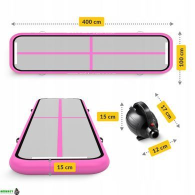 Мат гімнастичний надувний 4FIZJO Air Track Mat 400 x 100 x 15 см White/Pink (P-5907739311788)
