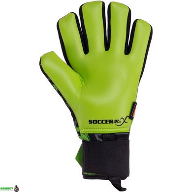 Перчатки вратарские SOCCERMAX GK-017 размер 8-10 зеленый-черный
