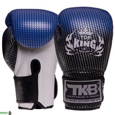 Рукавички шкіряні боксерські TOP KING Super Star TKBGSS-01 Чорний-синій 18 унції