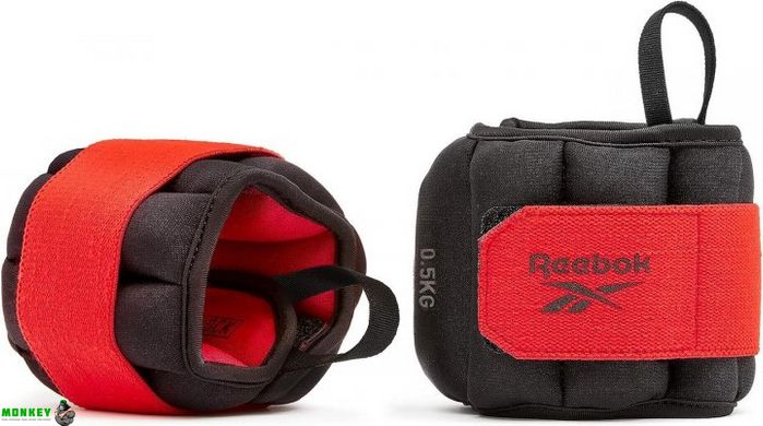 Утяжелители запястья Reebok Flexlock Wrist Weights черный, красный Уни 0.5 кг