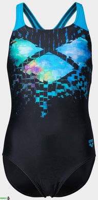 Купальник закрытый для девочек Arena MULTI PIXELS SWIMSUIT SWIM PRO черный, синий, голубой Дет 128с