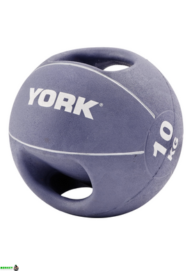 М&#39;яч медбол 10 кг York Fitness із двома ручками фіолетовий