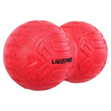 Мяч массажный двойной для МФР и самомассажа Duoball &oslash;19,4см LivePRO Peanut massage ball LP8509 (PU, размер 19,4х10,6см, красный)