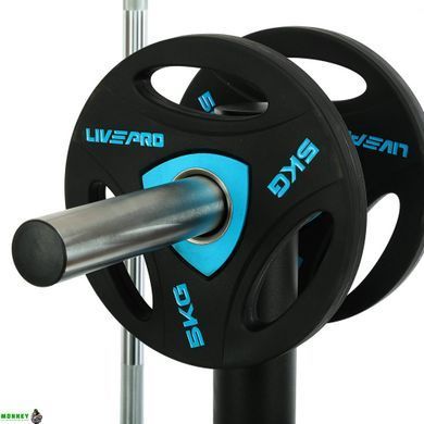 Стійка для млинців (дисків) та грифів пересувна LiveUp LP8851 розмір-68х66,5х131см чорний