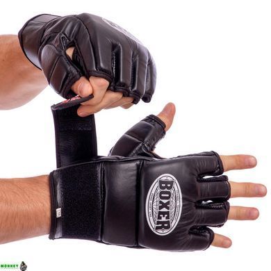 Перчатки для смешанных единоборств MMA кожаные BOXER 5020 Черный M