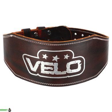 Пояс атлетический кожаный VELO VL-6627 S-длина 100см (ширина-15см, с подкладкой для спины) черный-коричневый