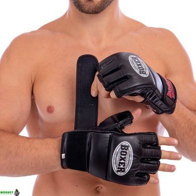 Перчатки для смешанных единоборств MMA кожаные BOXER 5020 Черный M