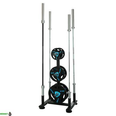 Стійка для млинців (дисків) та грифів пересувна LiveUp LP8851 розмір-68х66,5х131см чорний