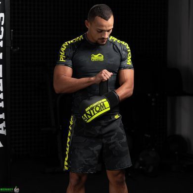 Боксерські рукавиці Phantom APEX Elastic Neon Black/Yellow 14 унцій (Бинти 4м. в подарунок)