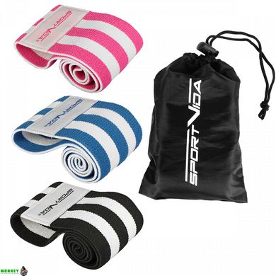 Резинка для фітнесу та спорту із тканини SportVida Hip Band 3 штуки SV-HK0364