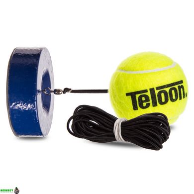 Тренажер для большого тенниса - мяч на резинке с утяжелителем TELOON TENNIS TRAINER TL801-5-MID салатовый-черный