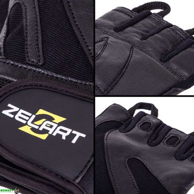 Перчатки для фитнеса и тяжелой атлетики кожаные Zelart SB-161064 S-XXL черный