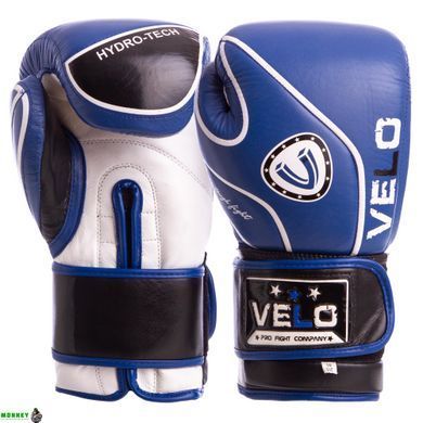 Перчатки боксерские кожаные VELO VL-8188 Черный-красный 10 унции
