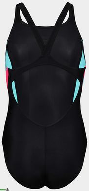 Купальник закритий для дівчат Arena SWIMSUIT V BACK PANEL чорний, рожевий, бірюзовий Діт 116см