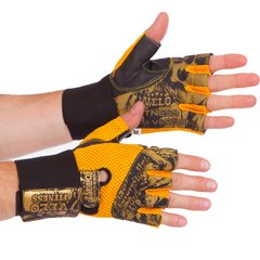 Перчатки для тяжелой атлетики кожаные VELO VL-3224 размер S-XL оранжевый-черный